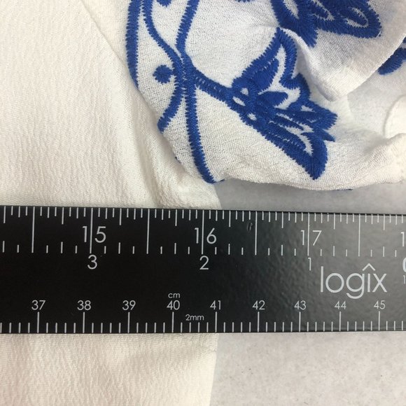 Lulus Women's Size X-Small Tale To Tell Blue Ivory White Short Sleeve Mini Dress - Picture 5 of 10